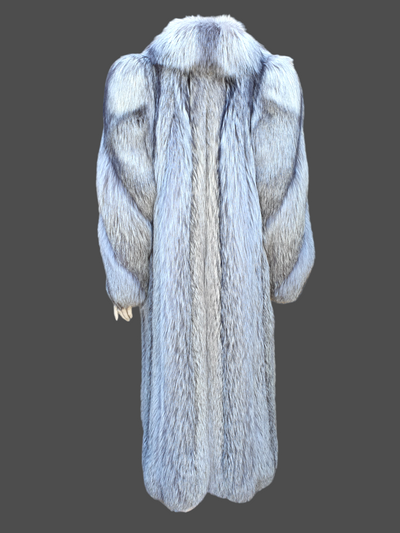 Vintage Beige Silver Fox Fur Coat -Large