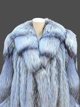 Vintage Beige Silver Fox Fur Coat -L