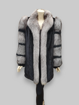 Dark Mink Jacket w/ Silver Fox Sleeves -Large