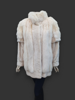Vintage Oxidized Fox & Sheared Beaver Jacket (Off-white) -Large