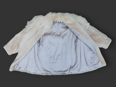 Vintage Oxidized Fox & Sheared Beaver Jacket (Off-white) -Large