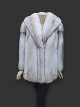 Vintage Blue Fox Jacket (Light Gray/White) -Medium/Large
