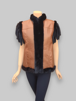 Vintage Reversible Dark Mink & Leather Vest -Medium