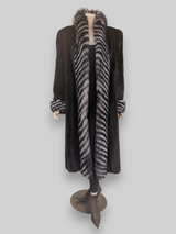 Dark Mink Coat w/ Dyed Fox Trim -Medium
