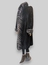 Dark Mink Coat w/ Dyed Fox Trim -Medium