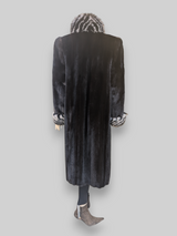 Dark Mink Coat w/ Dyed Fox Trim -Medium