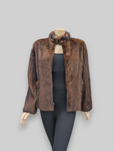 Mahogany Corduroy Cut Mink Jacket -Large