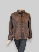 Mahogany Corduroy Cut Mink Jacket -Large