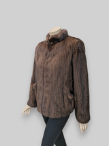 Mahogany Corduroy Cut Mink Jacket -Large