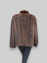 Mahogany Corduroy Cut Mink Jacket -Large