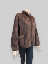 Mahogany Corduroy Cut Mink Jacket -Large