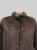Mahogany Corduroy Cut Mink Jacket -Large