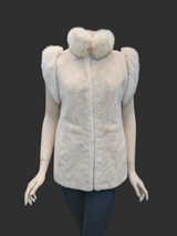 Light Sheared Beaver Vest w/ Shadow Fox Trim -Small/Medium