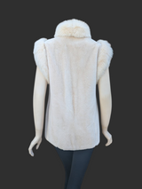 Light Sheared Beaver Vest w/ Shadow Fox Trim -Small/Medium