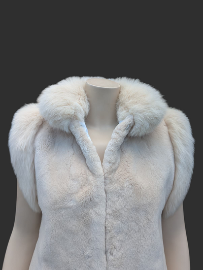 Light Sheared Beaver Vest w/ Shadow Fox Trim -Small/Medium