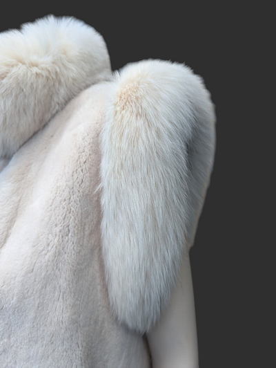 Light Sheared Beaver Vest w/ Shadow Fox Trim -Small/Medium