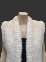 Vintage Eggshell White Corduroy Cut Mink Vest -Medium