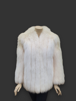Vintage Eggshell White Fox Jacket -Medium