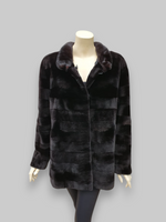 Vintage Black Brown Sheared Mink Reversible Jacket -Medium/Large