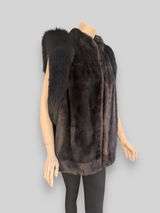 Ranch Mink Vest w/ Black Fox Trim -XL
