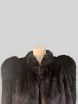 Ranch Mink Vest w/ Black Fox Trim -XL