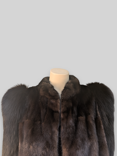 Ranch Mink Vest w/ Black Fox Trim -XL