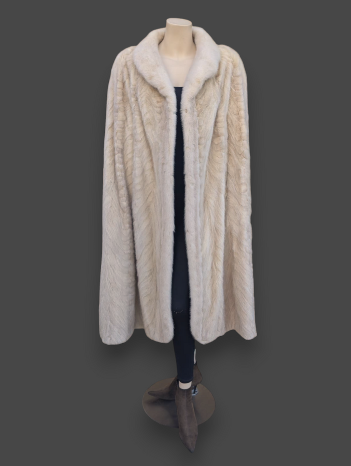 Light Mink Sections Cape -One Size - The Real Fur Deal