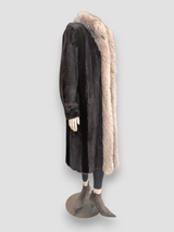 Mahogany Mink Coat w/ Krystal Fox Trim -Large