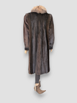 Mahogany Mink Coat w/ Krystal Fox Trim -Large