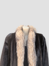 Mahogany Mink Coat w/ Krystal Fox Trim -Large