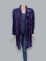 Purple Pieced Sheared Mink 7/8 Coat -XL - The Real Fur Deal