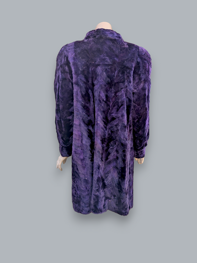 Purple Pieced Sheared Mink 7/8 Coat -XL - The Real Fur Deal
