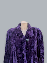 Purple Pieced Sheared Mink 7/8 Coat -XL - The Real Fur Deal