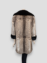 Spotted Geoffrey Stroller w/ Black Mink Collar & Cuffs -Large