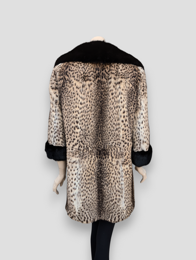 Spotted Geoffrey Stroller w/ Black Mink Collar & Cuffs -Large