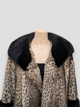 Spotted Geoffrey Stroller w/ Black Mink Collar & Cuffs -Large