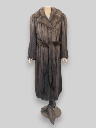 Natural Fisher Coat (Includes Fur Belt w/ Tails) -Large