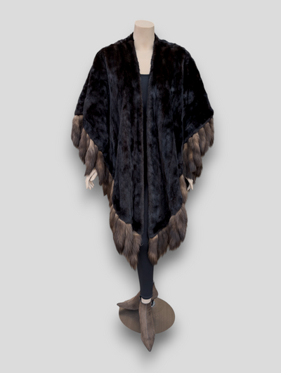 Dark Mink Sable Tails Cape -One Size