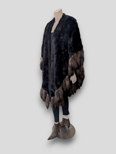 Dark Mink Sable Tails Cape -One Size