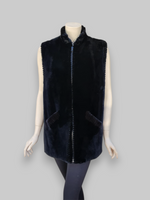 Black Sheared Beaver Fur Vest -Medium