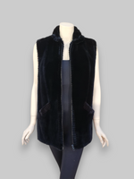 Black Sheared Beaver Fur Vest -Medium