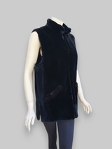 Black Sheared Beaver Fur Vest -Medium