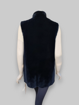 Black Sheared Beaver Fur Vest -Medium