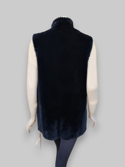 Black Sheared Beaver Fur Vest -Medium