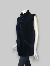 Black Sheared Beaver Fur Vest -Medium