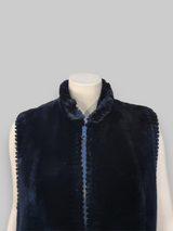 Black Sheared Beaver Fur Vest -Medium