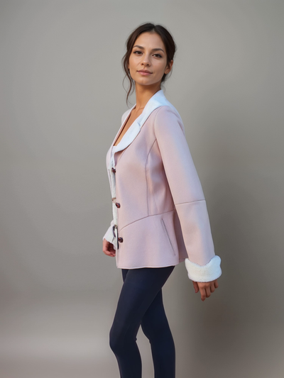 Pink Womens Merino Shearling Jacket -Size 40