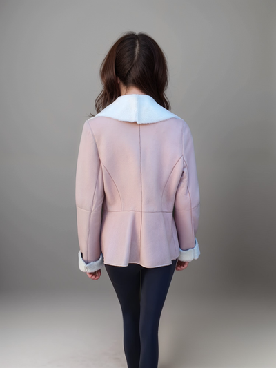 Pink Womens Merino Shearling Jacket -Size 40