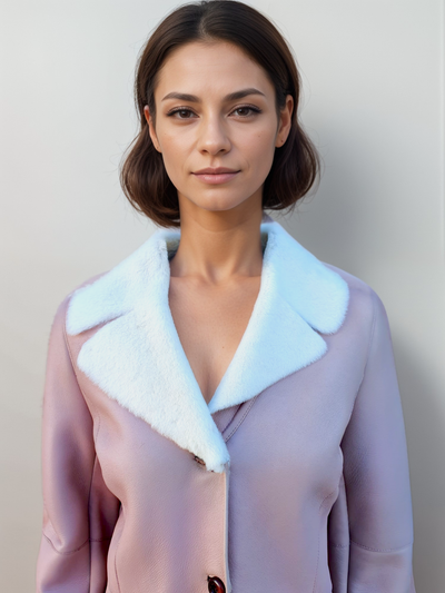 Pink Womens Merino Shearling Jacket -Size 40