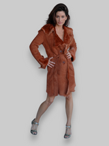 Rust Shearling Raw Edge Coat -Medium